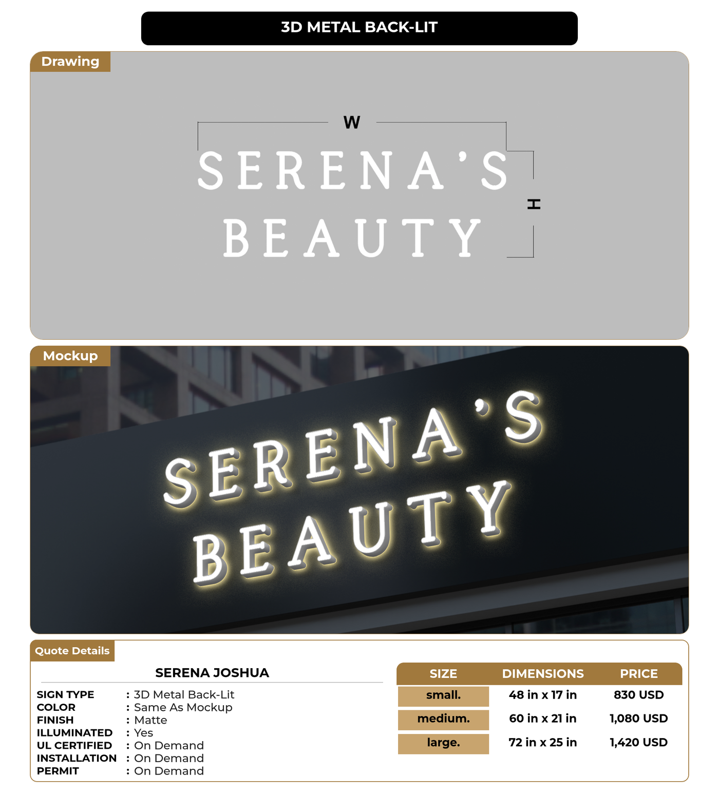 CUSTOM MOCKUP SIGN FOR Serena joshua