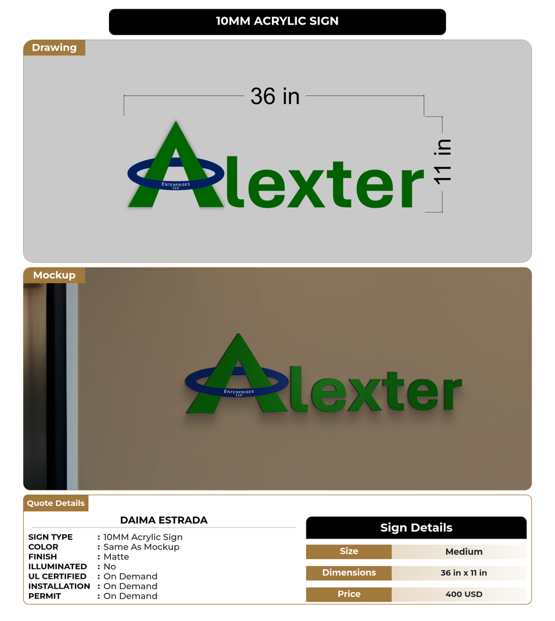 CUSTOM MOCKUP SIGN FOR Daima Estrada