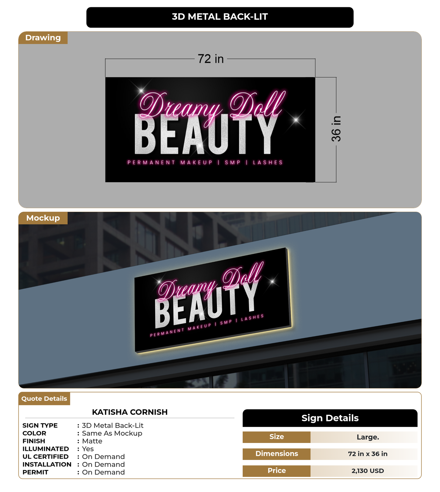 CUSTOM MOCKUP SIGN FOR Katisha Cornish