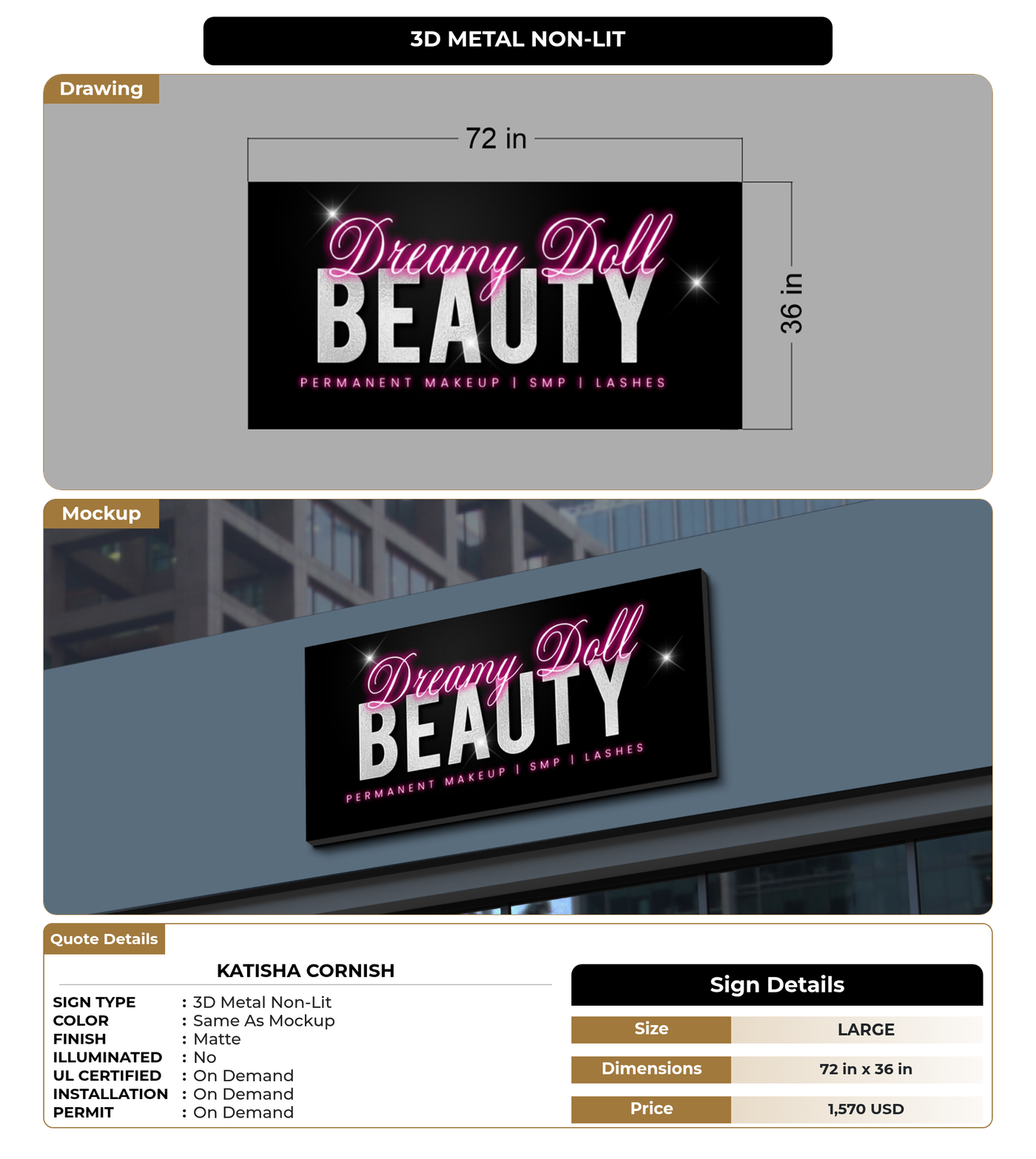 CUSTOM MOCKUP SIGN FOR Katisha Cornish