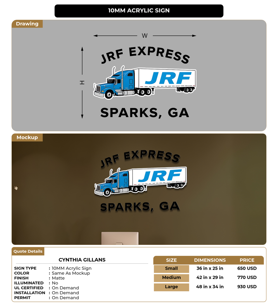 CUSTOM MOCKUP SIGN FOR Cynthia Gillans