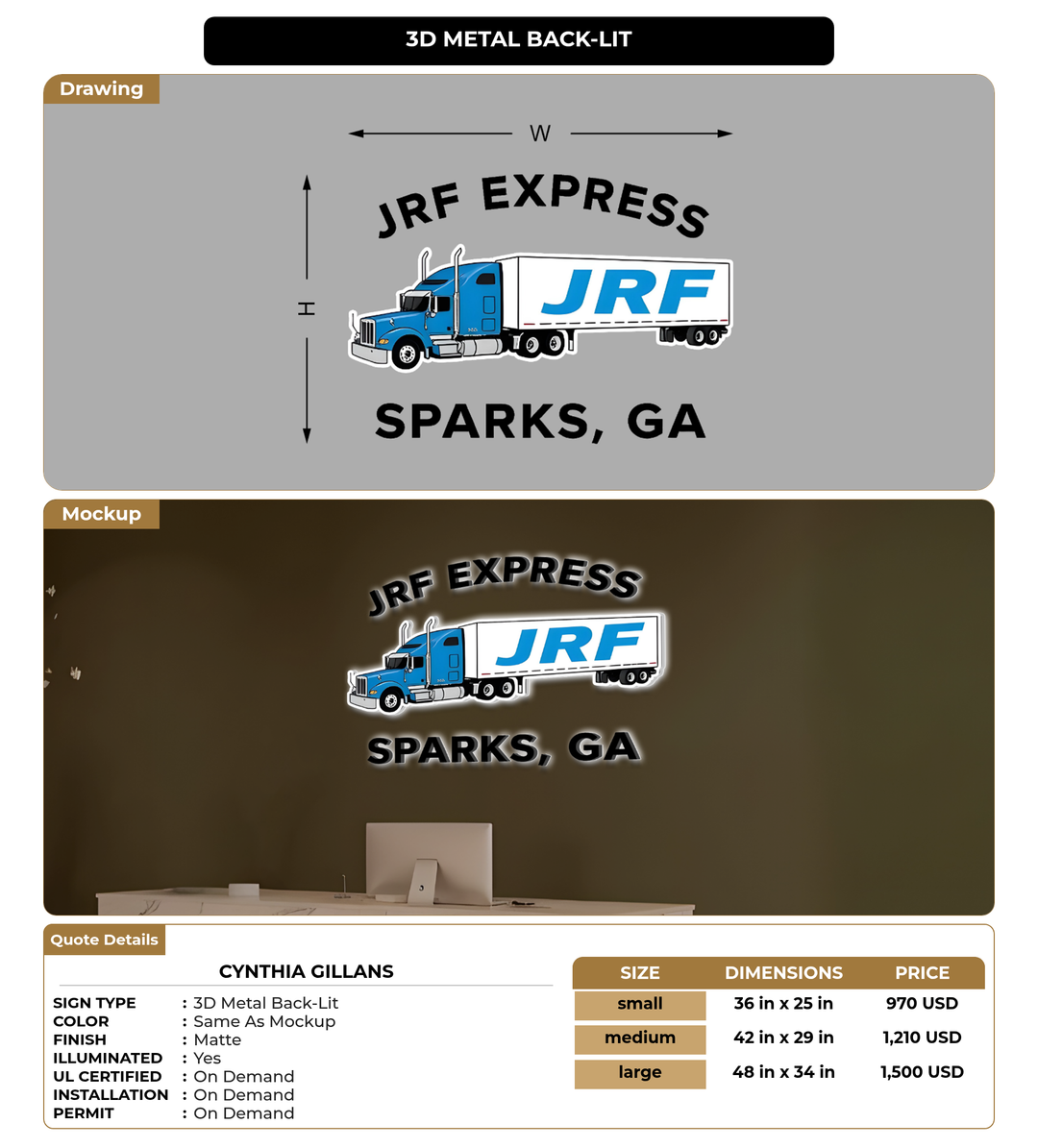 CUSTOM MOCKUP SIGN FOR Cynthia Gillans