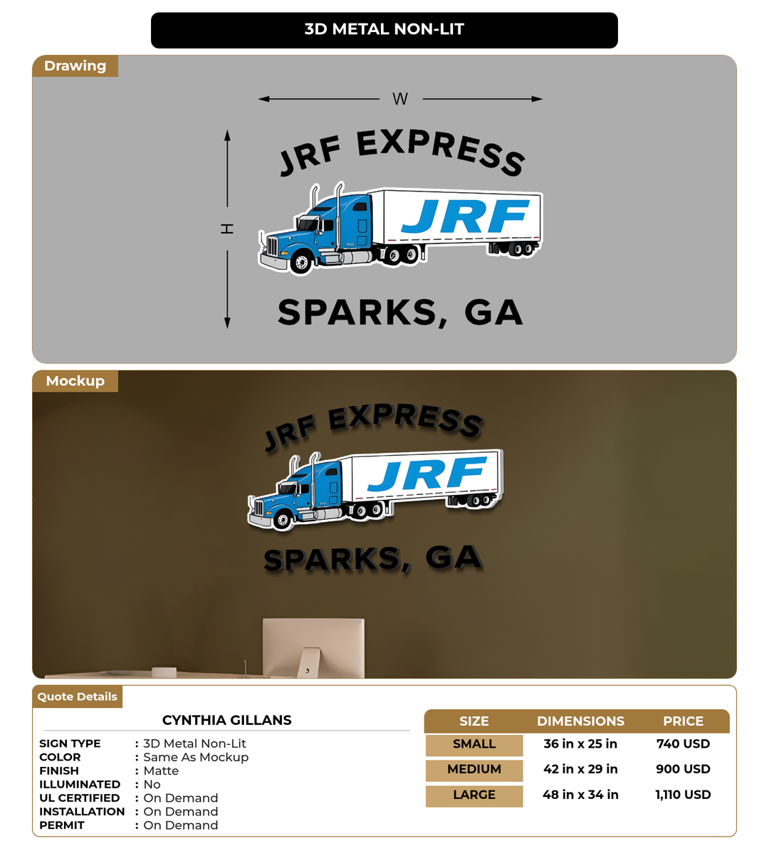 CUSTOM MOCKUP SIGN FOR Cynthia Gillans