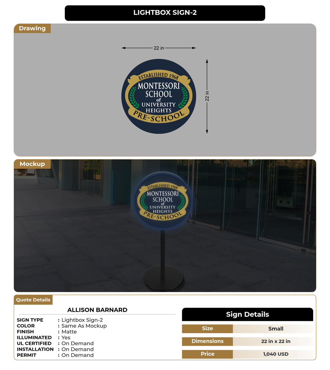 CUSTOM MOCKUP SIGN FOR Allison Barnard