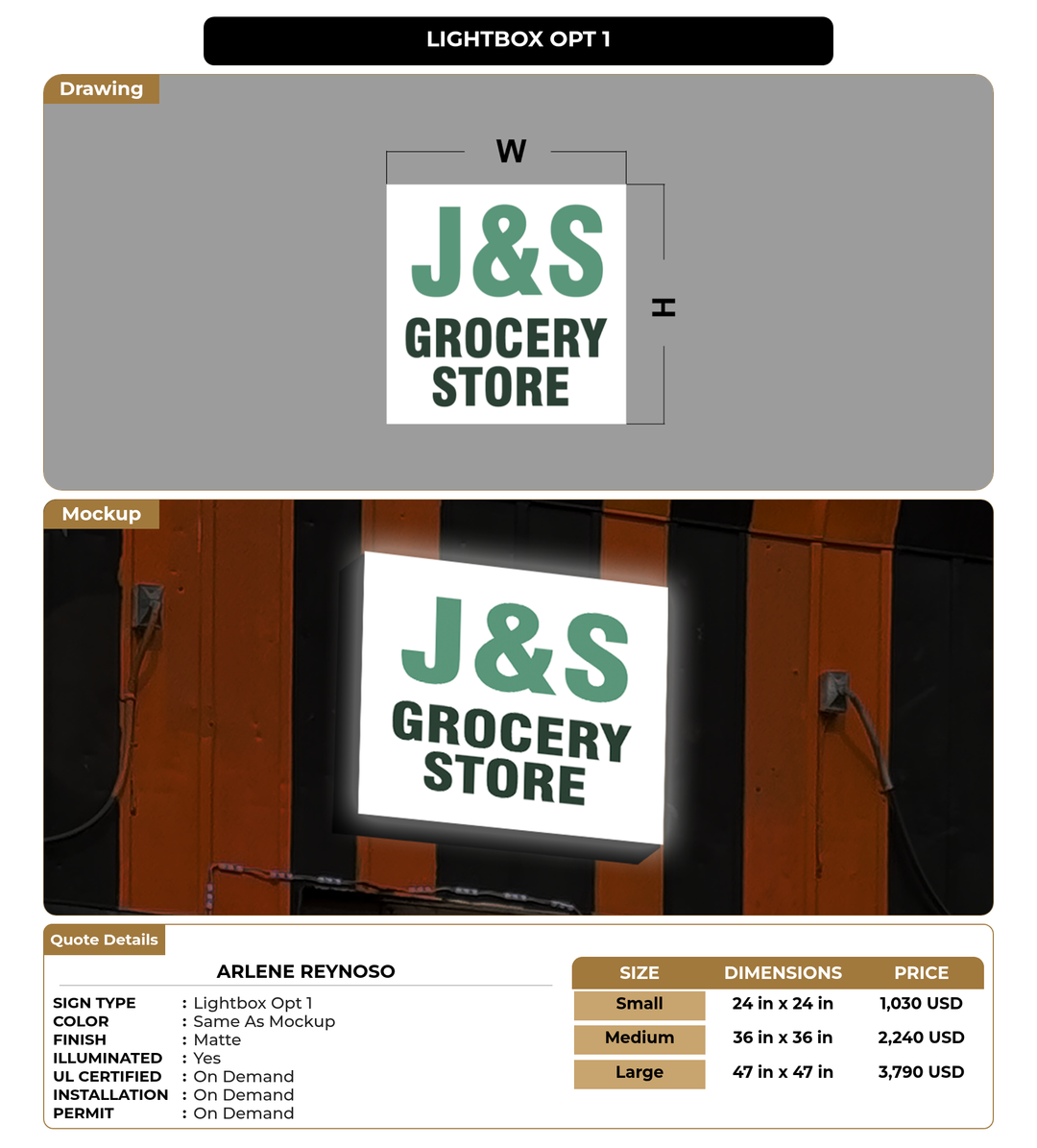 CUSTOM MOCKUP SIGN FOR Arlene  Reynoso