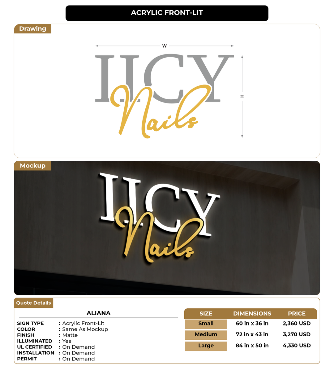 CUSTOM MOCKUP SIGN FOR Aliana