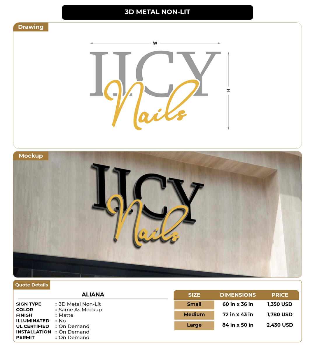 CUSTOM MOCKUP SIGN FOR Aliana