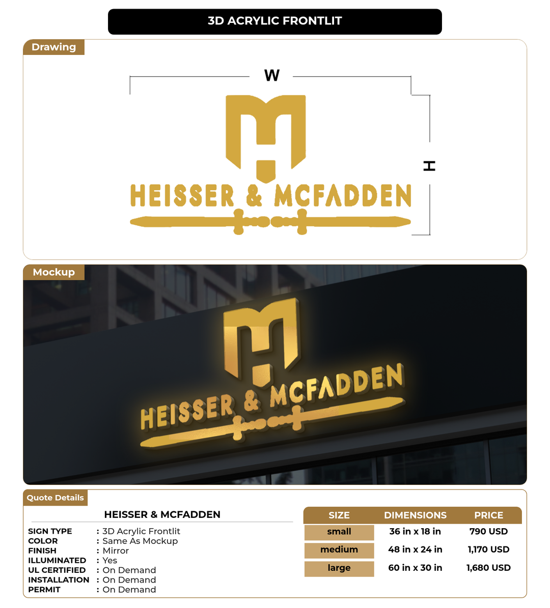 CUSTOM MOCKUP SIGN FOR Heisser & McFadden