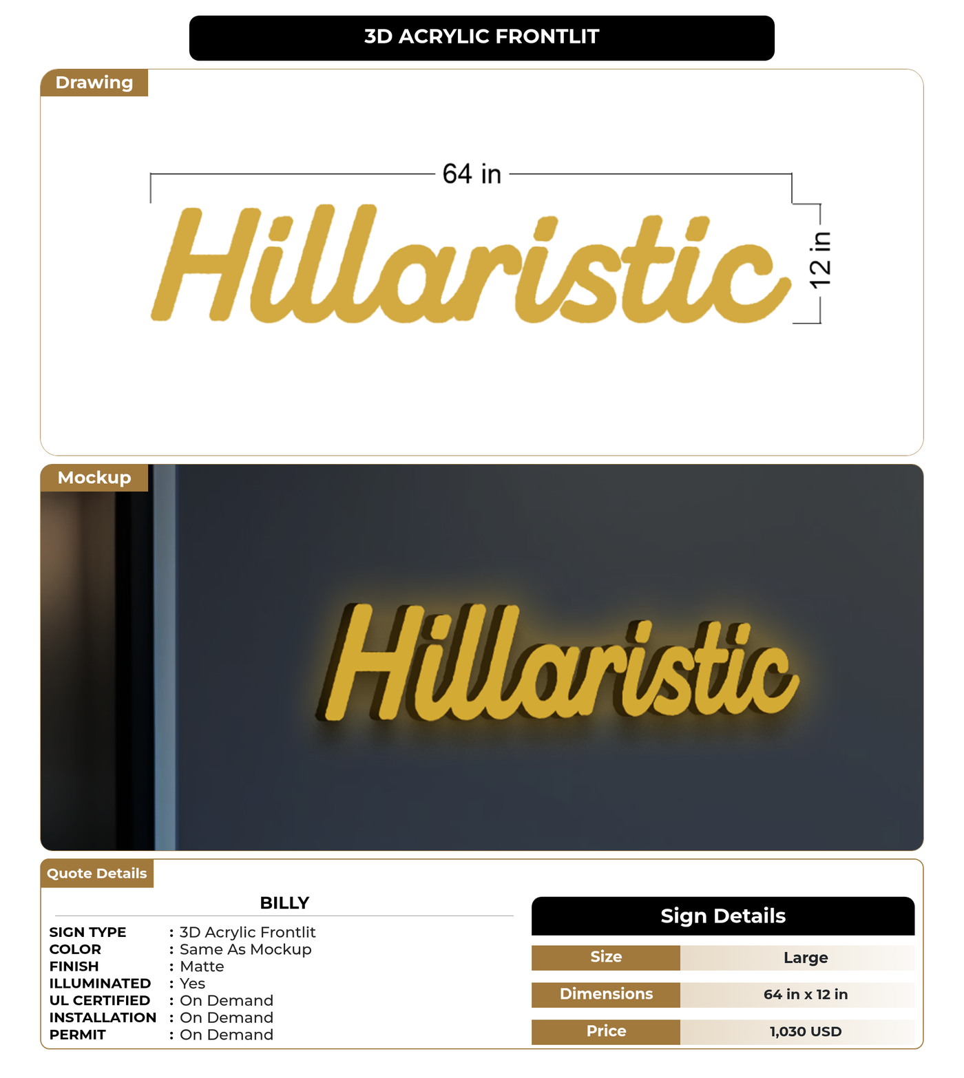 CUSTOM MOCKUP SIGN FOR Billy