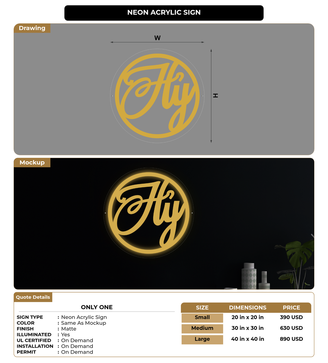 CUSTOM MOCKUP SIGN FOR Only One