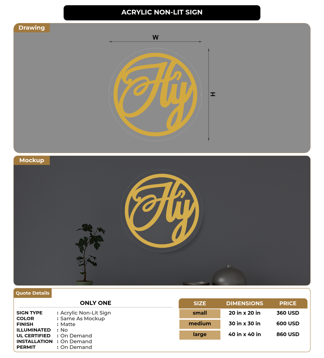 CUSTOM MOCKUP SIGN FOR Only One