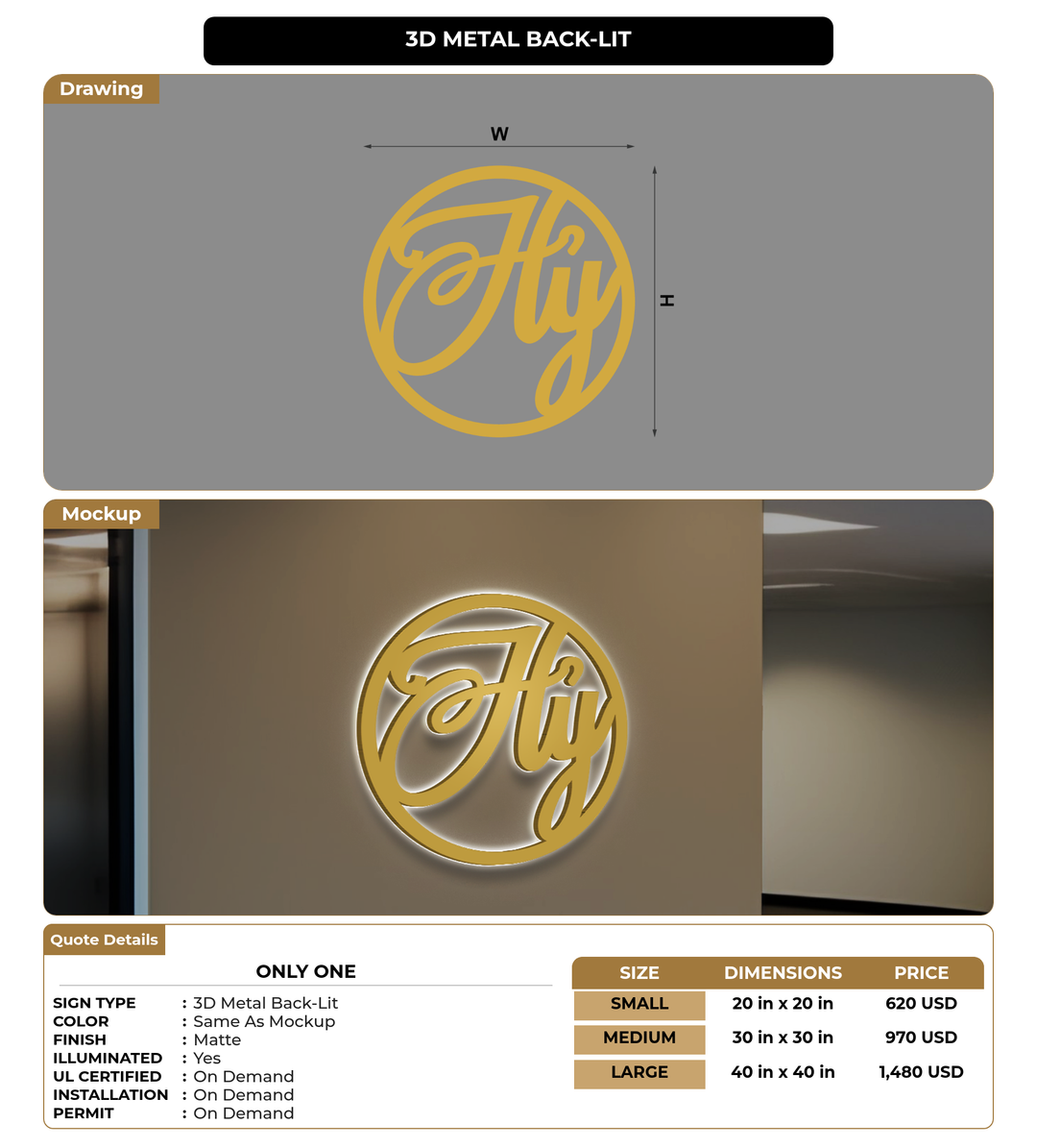 CUSTOM MOCKUP SIGN FOR Only One