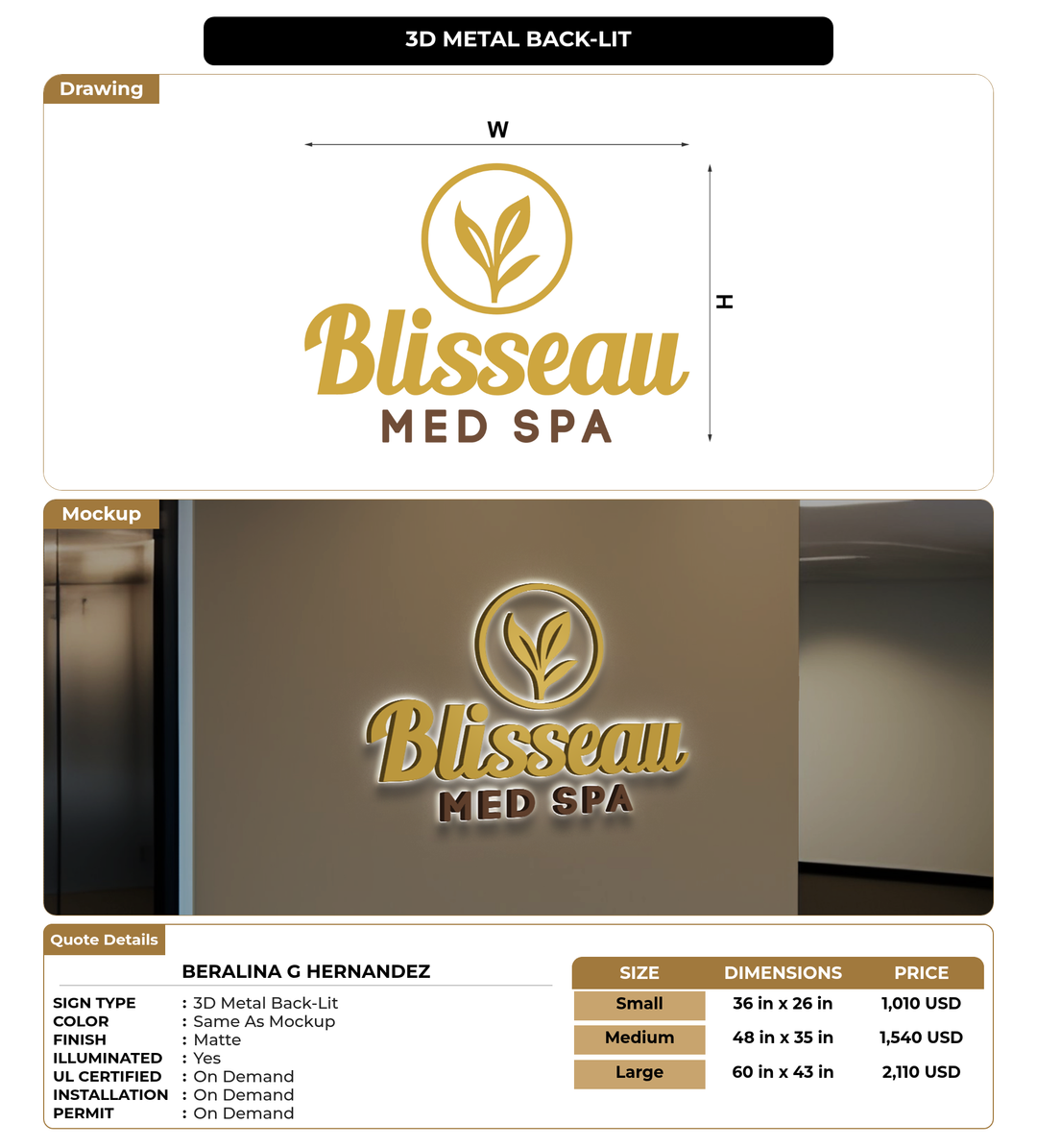 CUSTOM MOCKUP SIGN FOR Beralina G Hernandez