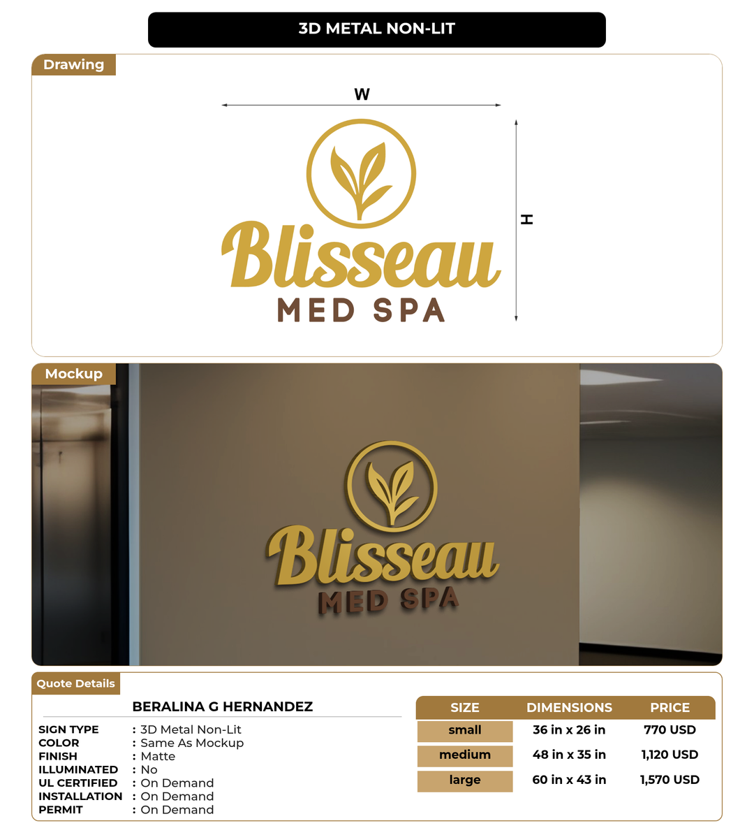 CUSTOM MOCKUP SIGN FOR Beralina G Hernandez