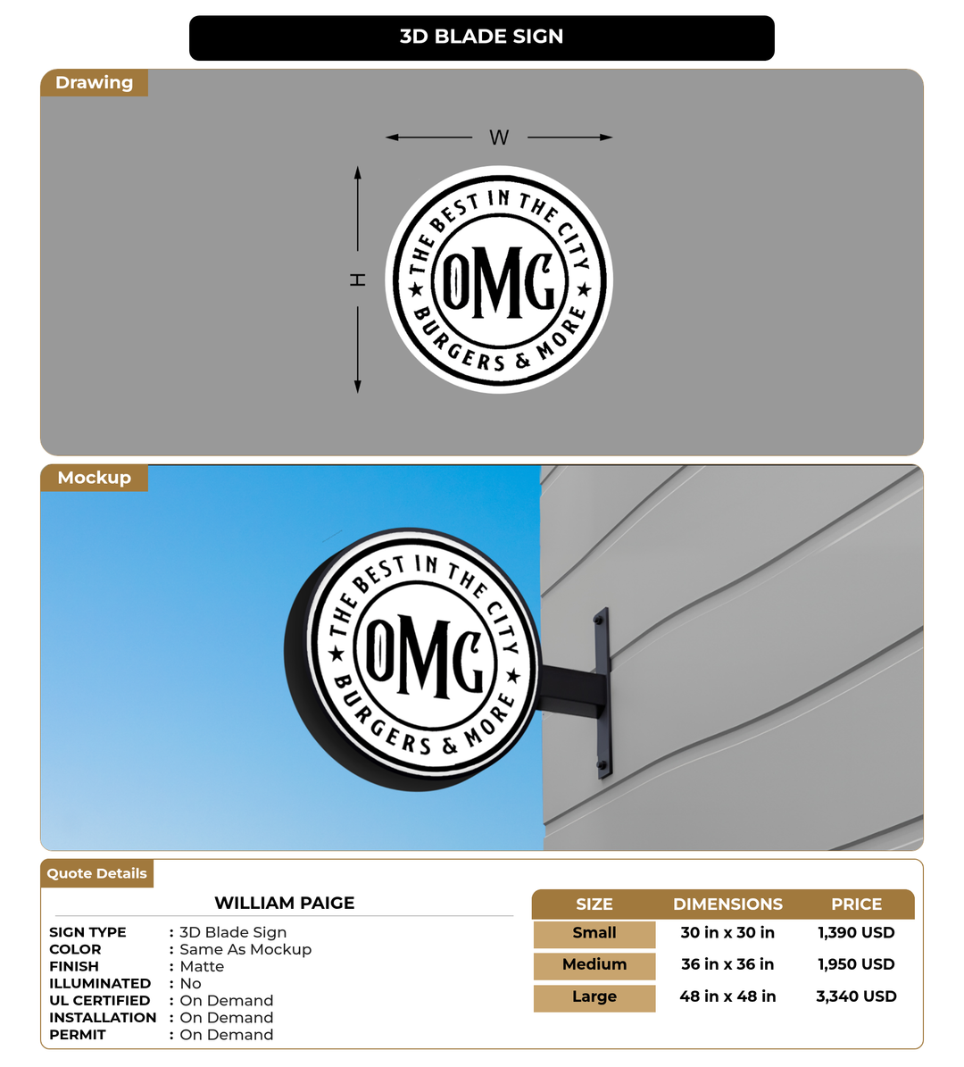 CUSTOM MOCKUP SIGN FOR William Paige