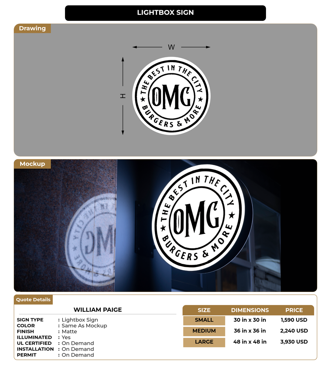 CUSTOM MOCKUP SIGN FOR William Paige