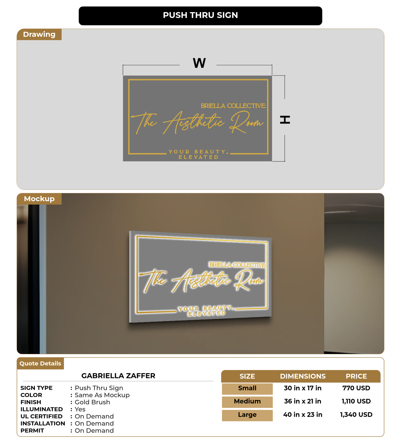 CUSTOM MOCKUP SIGN FOR Gabriella Zaffer
