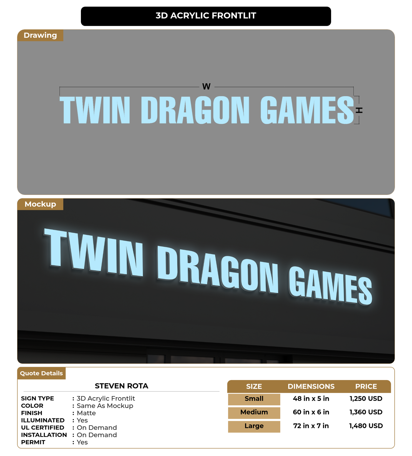 CUSTOM MOCKUP SIGN FOR Steven Rota