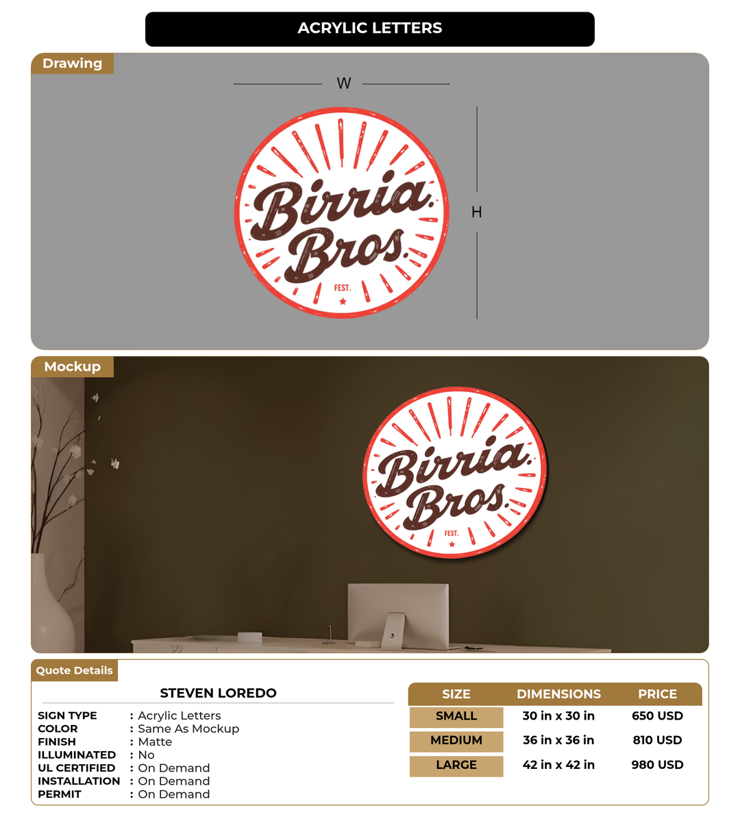 CUSTOM MOCKUP SIGN FOR Steven Loredo