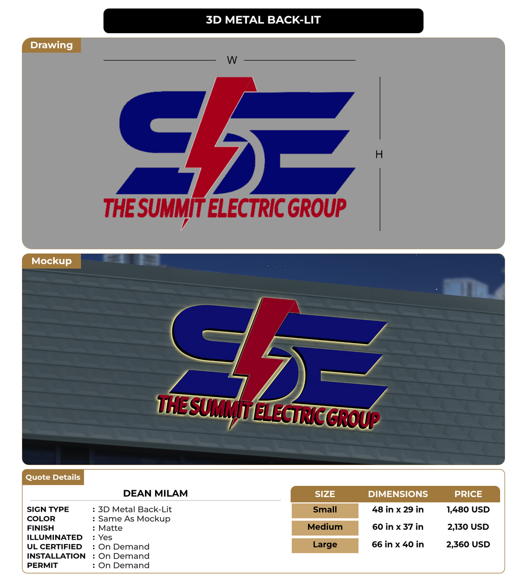 CUSTOM MOCKUP SIGN FOR Dean Milam
