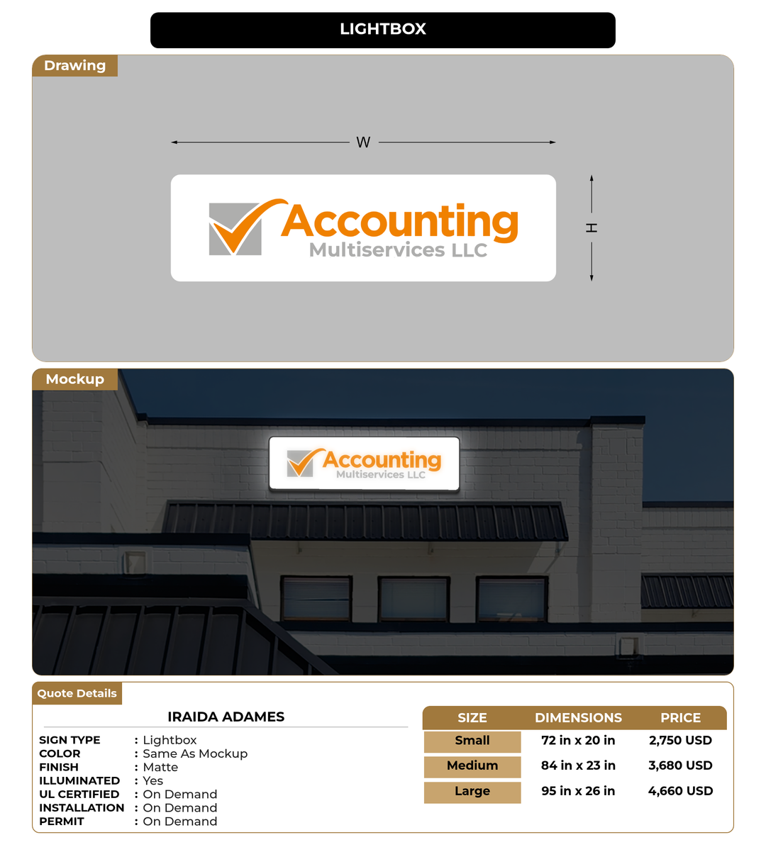 CUSTOM MOCKUP SIGN FOR Iraida adames