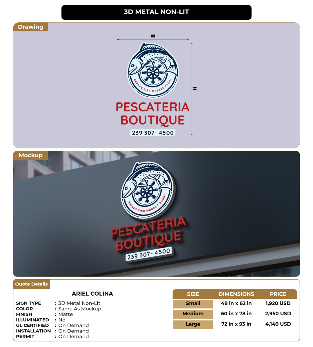 CUSTOM MOCKUP SIGN FOR Ariel Colina