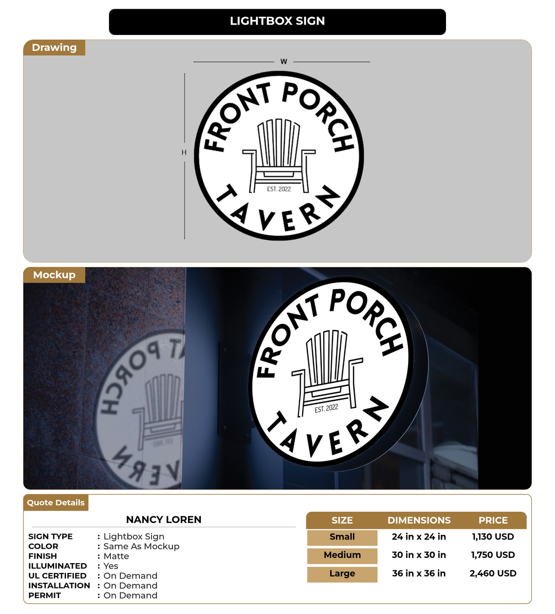 CUSTOM MOCKUP SIGN FOR Nancy Loren