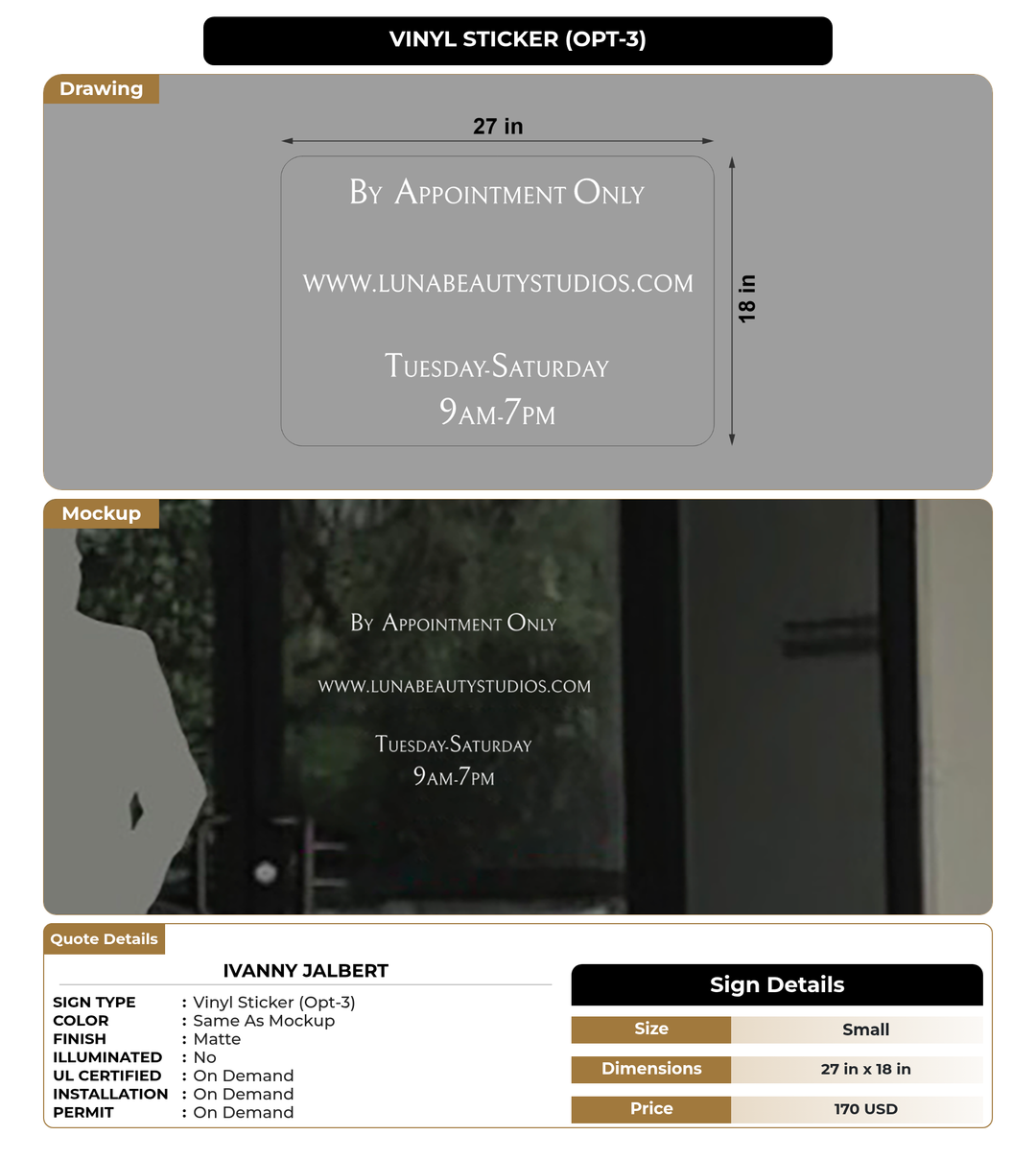 CUSTOM MOCKUP SIGN FOR Ivanny Jalbert