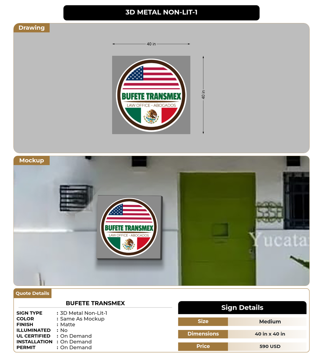 CUSTOM MOCKUP SIGN FOR Bufete TransMex