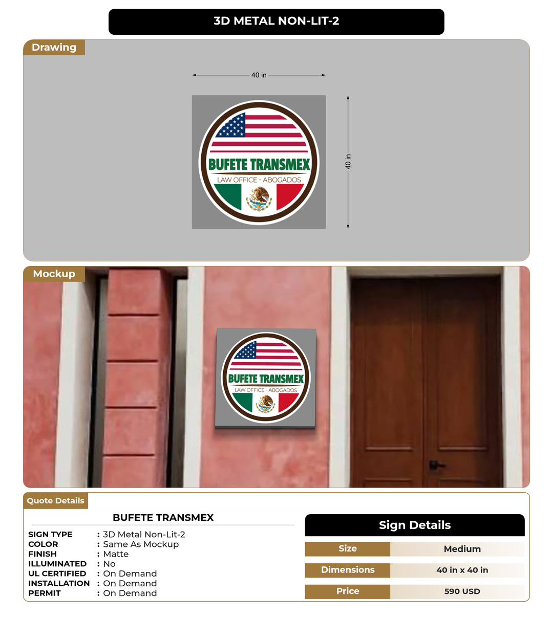CUSTOM MOCKUP SIGN FOR Bufete TransMex