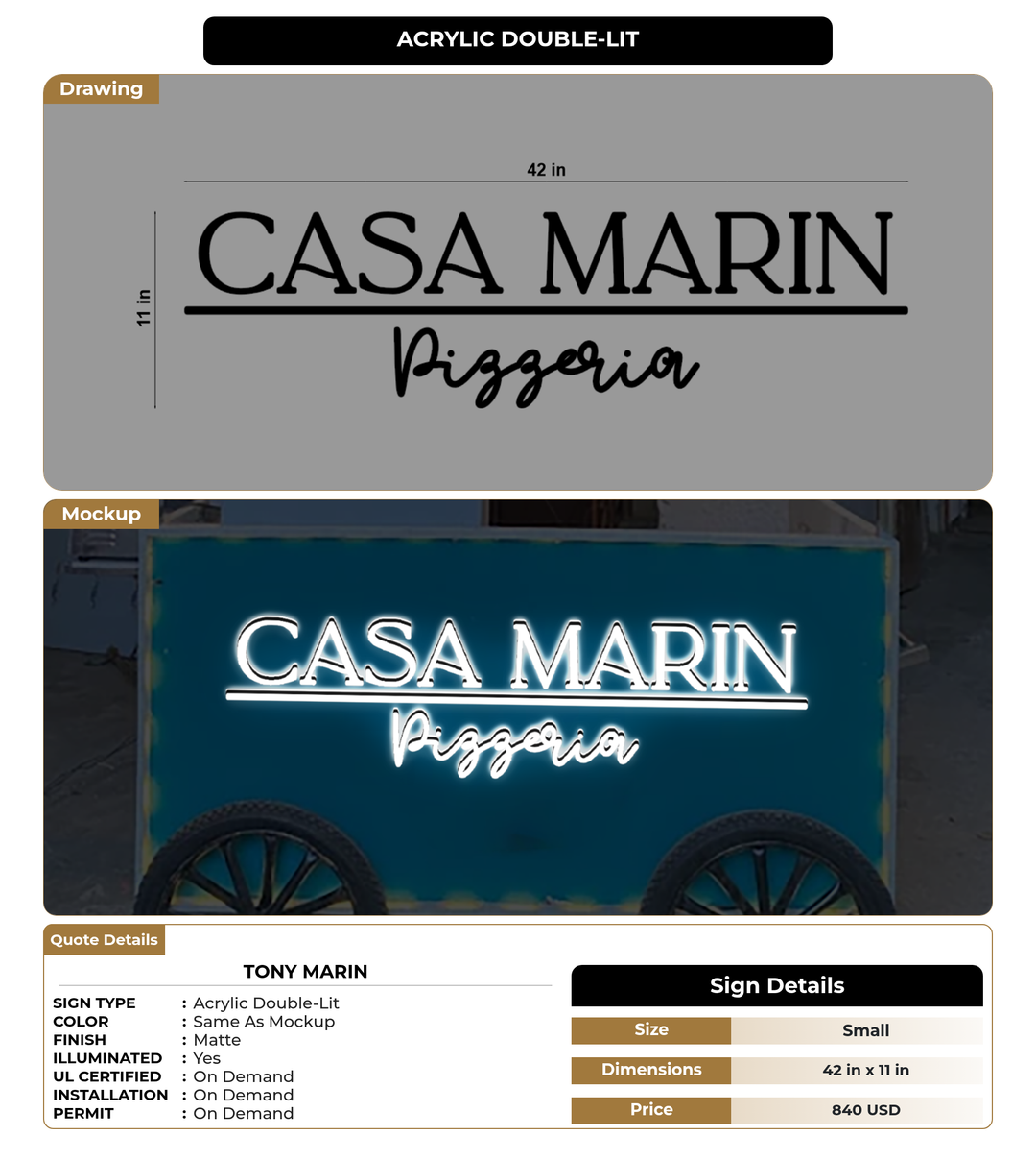 CUSTOM MOCKUP SIGN FOR Tony Marin