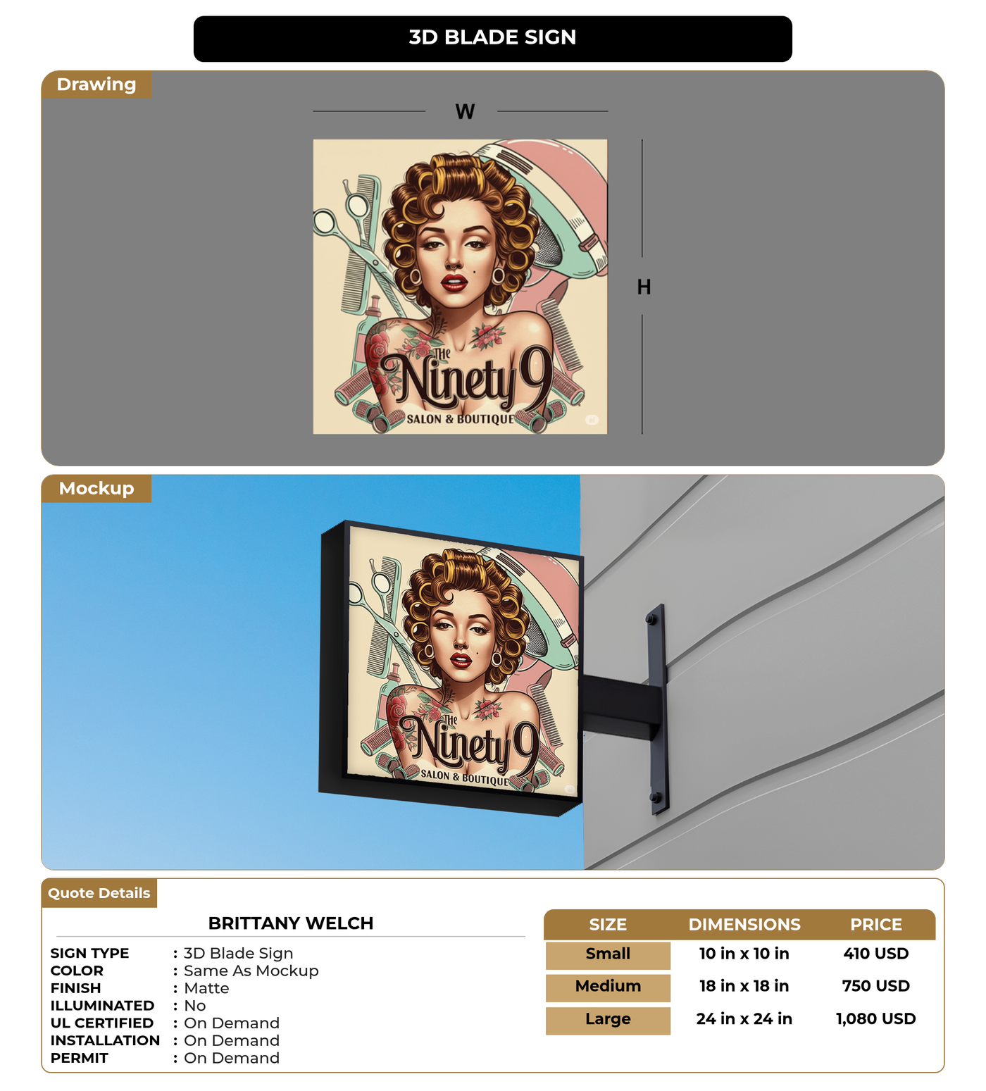 CUSTOM MOCKUP SIGN FOR Brittany Welch