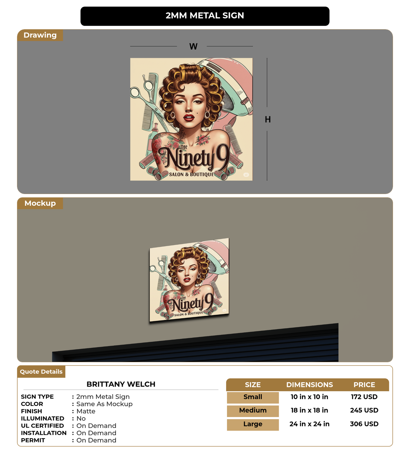 CUSTOM MOCKUP SIGN FOR Brittany Welch