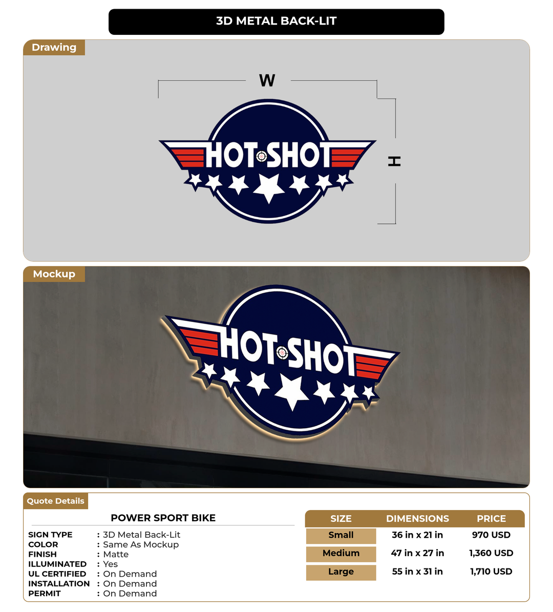 CUSTOM MOCKUP SIGN FOR Power Sport Bike