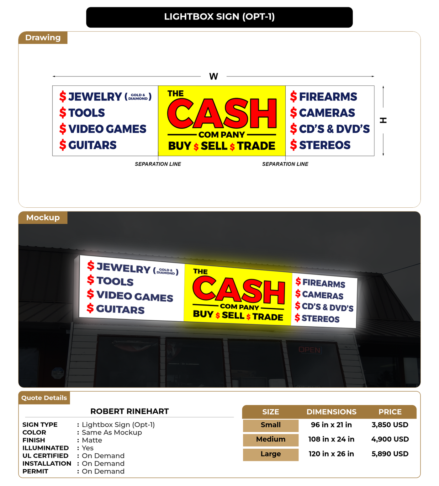 CUSTOM MOCKUP SIGN FOR Robert Rinehart