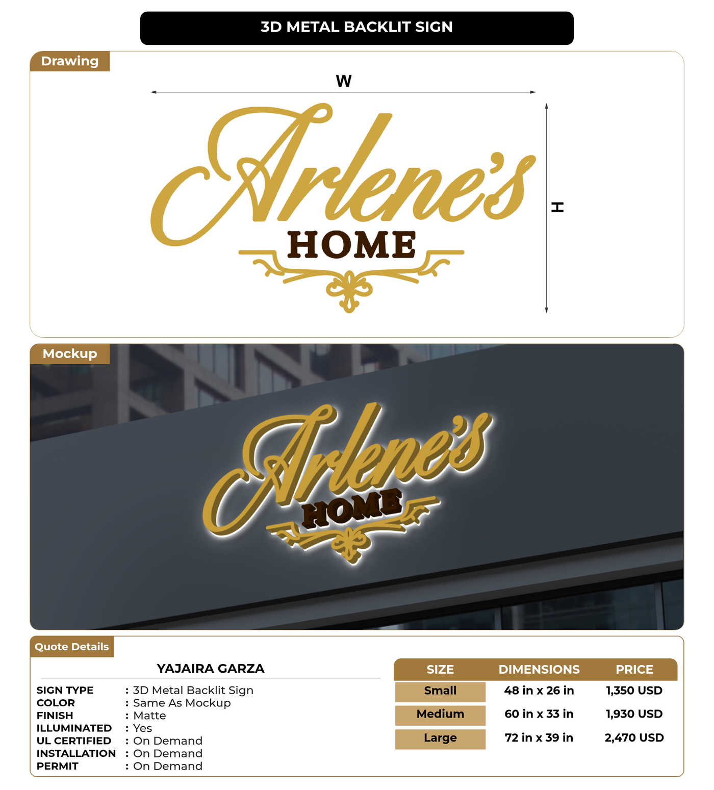 CUSTOM MOCKUP SIGN FOR Yajaira Garza