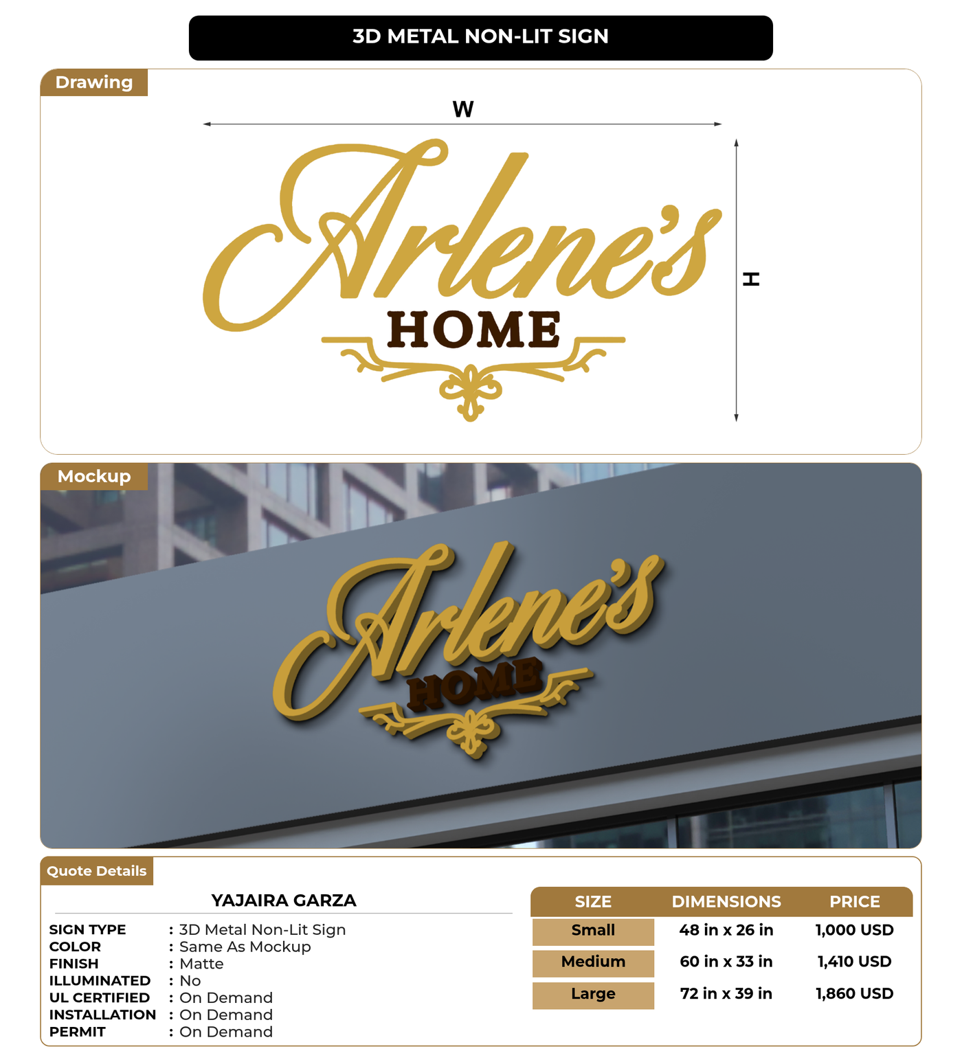 CUSTOM MOCKUP SIGN FOR Yajaira Garza