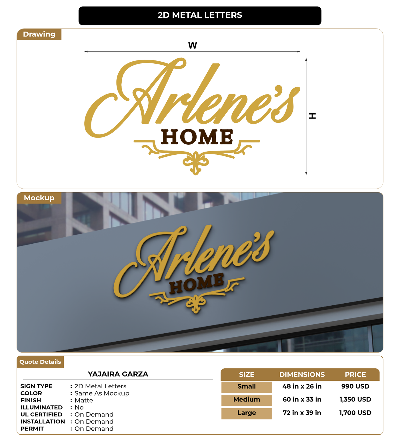 CUSTOM MOCKUP SIGN FOR Yajaira Garza