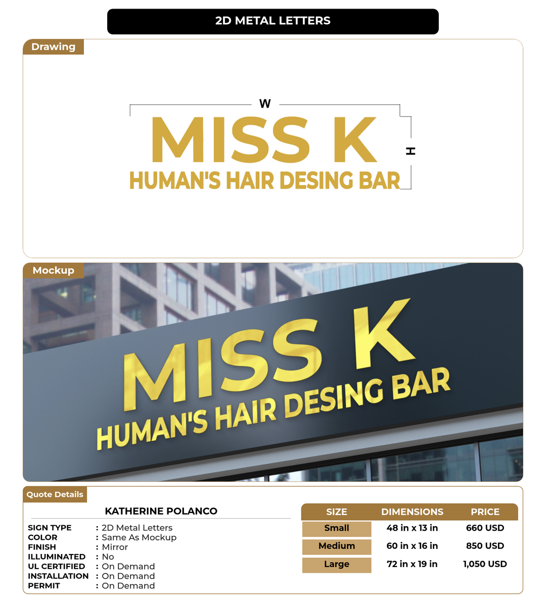 CUSTOM MOCKUP SIGN FOR Katherine Polanco