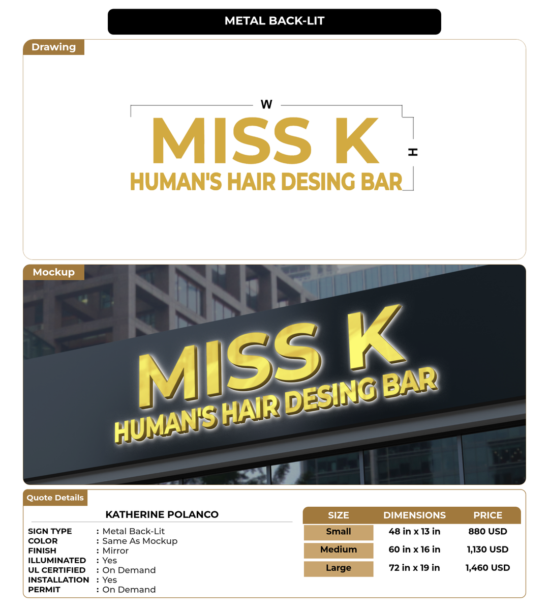 CUSTOM MOCKUP SIGN FOR Katherine Polanco