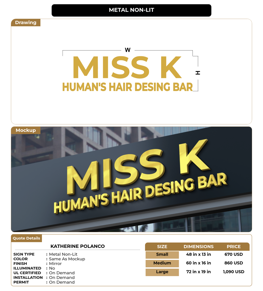 CUSTOM MOCKUP SIGN FOR Katherine Polanco