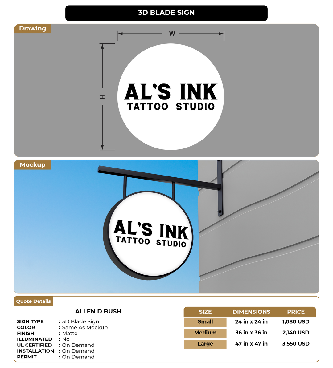 CUSTOM MOCKUP SIGN FOR Allen D Bush