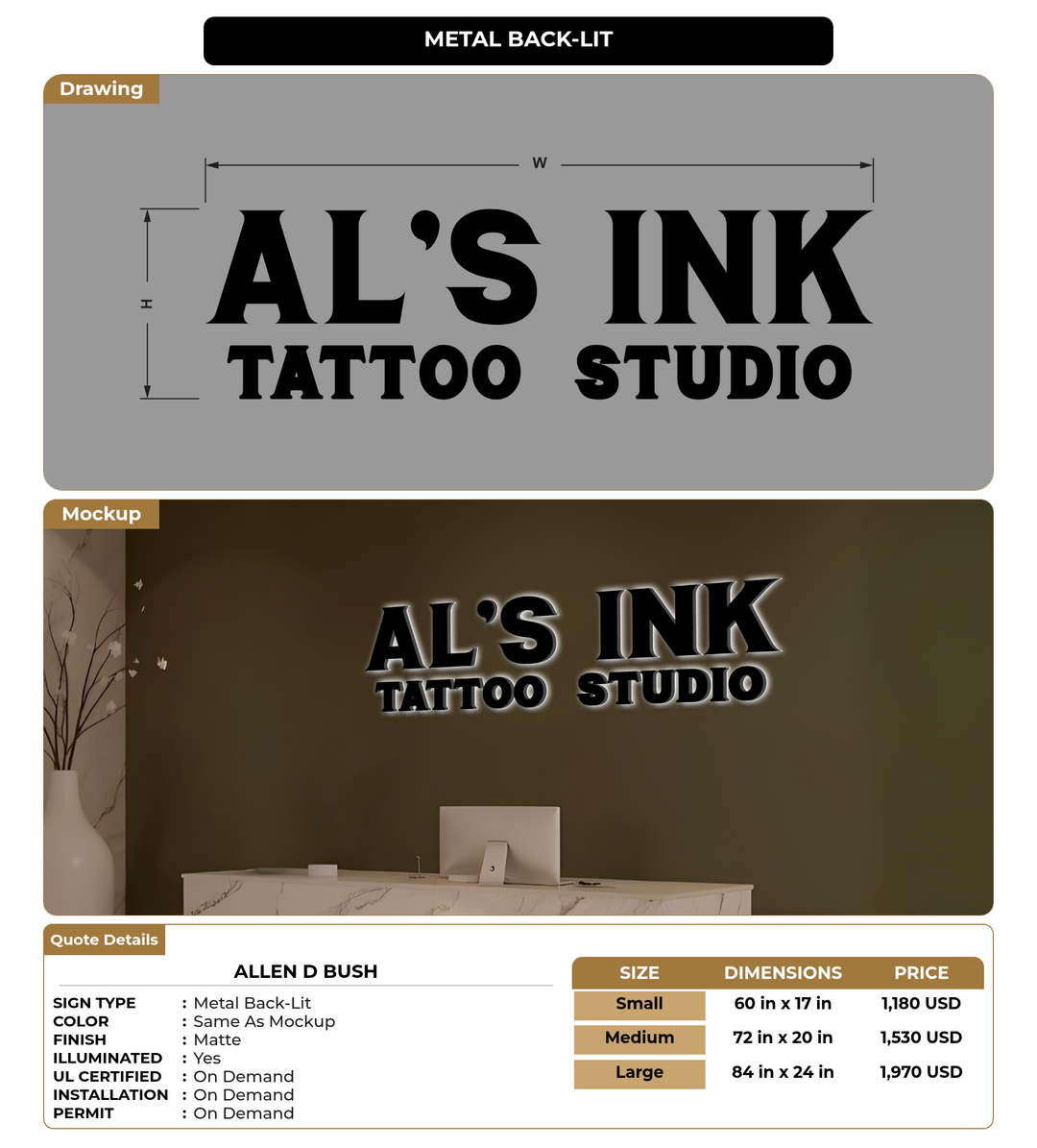 CUSTOM MOCKUP SIGN FOR Allen D Bush