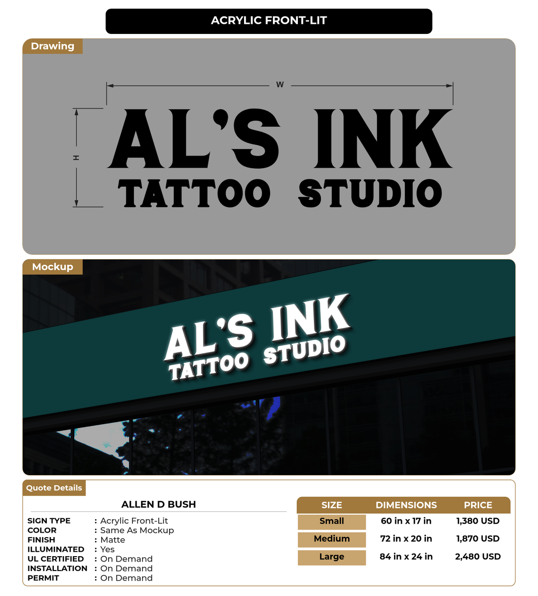 CUSTOM MOCKUP SIGN FOR Allen D Bush