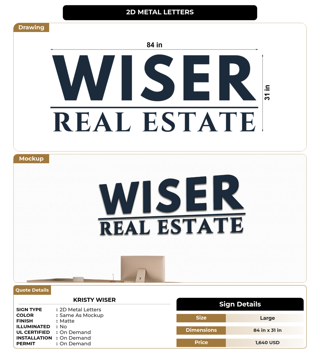 CUSTOM MOCKUP SIGN FOR Kristy Wiser