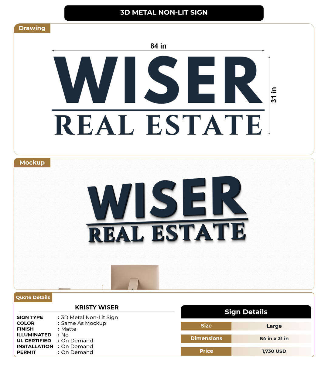 CUSTOM MOCKUP SIGN FOR Kristy Wiser