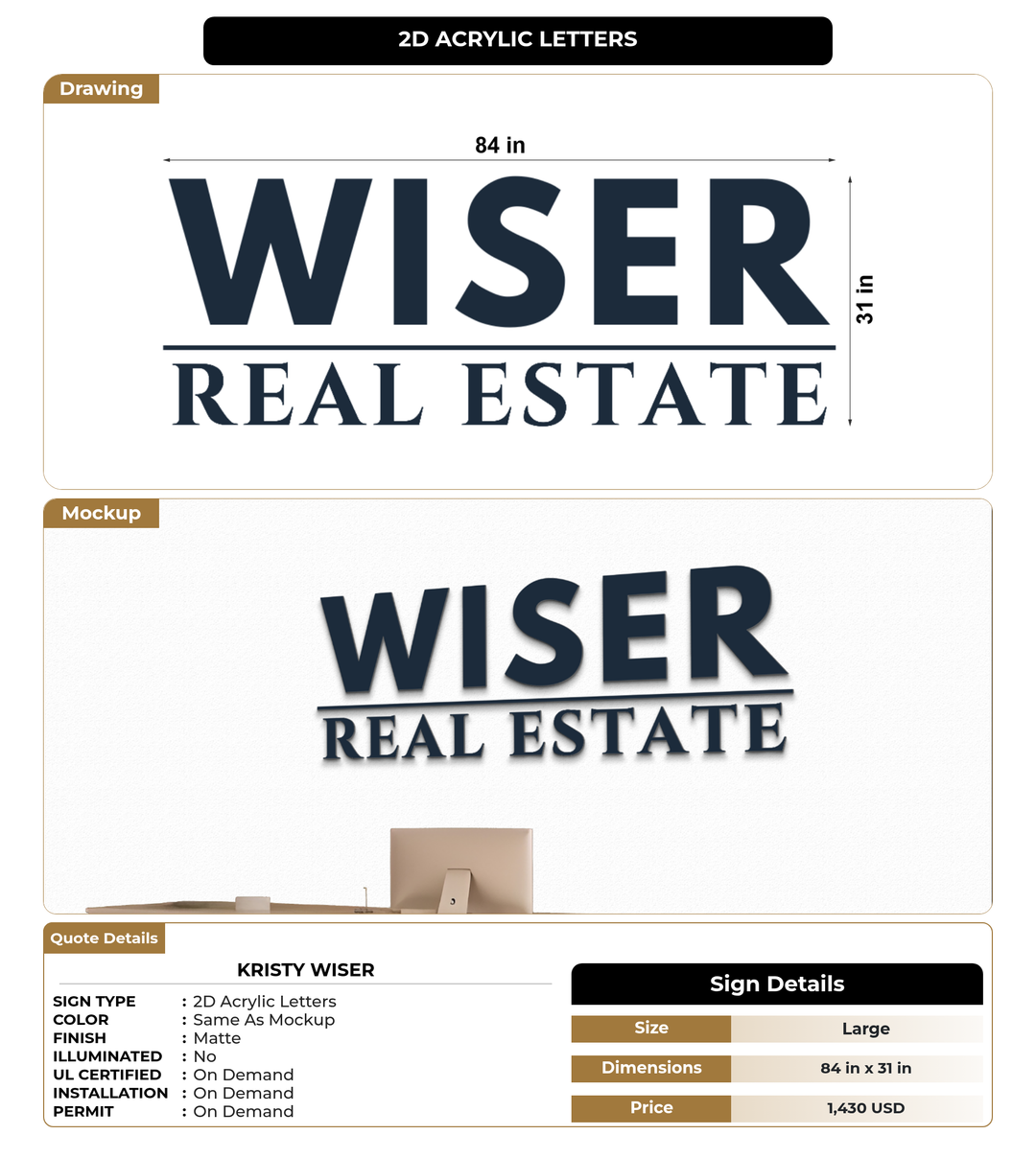 CUSTOM MOCKUP SIGN FOR Kristy Wiser