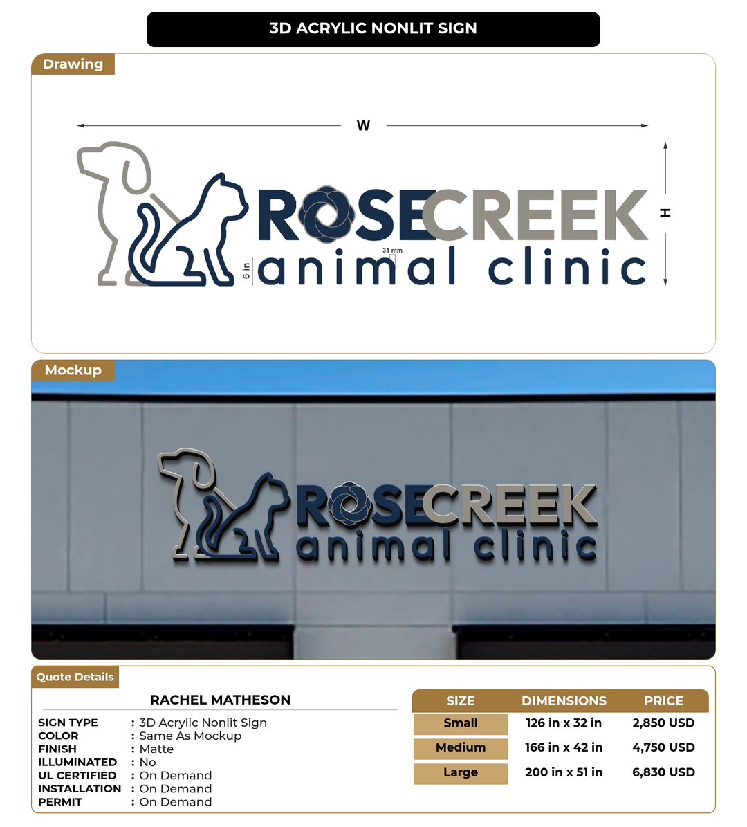 CUSTOM MOCKUP SIGN FOR Rachel Matheson