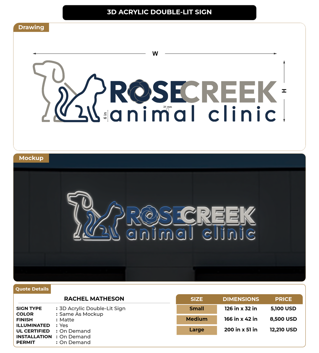 CUSTOM MOCKUP SIGN FOR Rachel Matheson