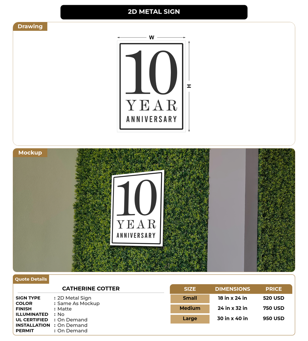 CUSTOM MOCKUP SIGN FOR Catherine Cotter